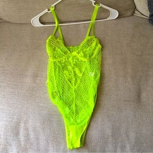 🟦Women’s Neon Yellow Sexy Fishnet/Sheer Lingerie